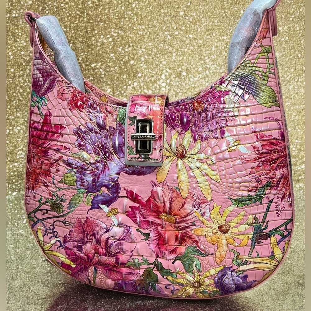 NWT Brahmin Leather FALLON Shoulder Bag in Floral Perennial Melbourne - Picture 10 of 11